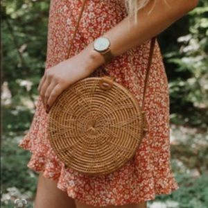 Round rattan purse